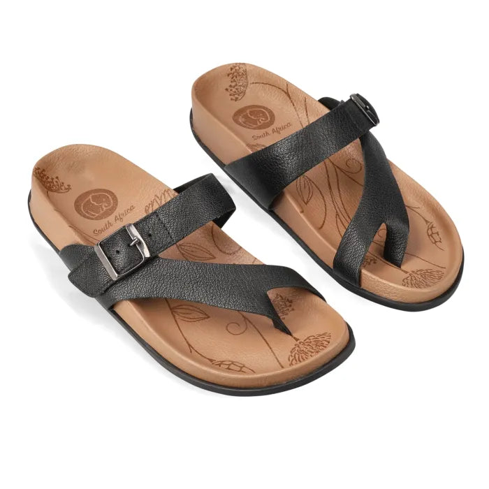 Nyamzane : Ladies Leather Sandal in Black