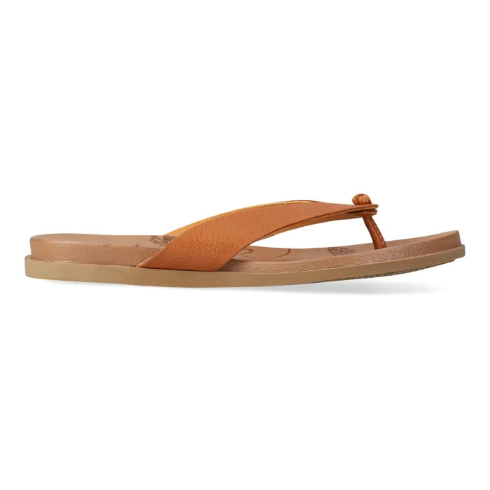 Tan toe-thong sandal.