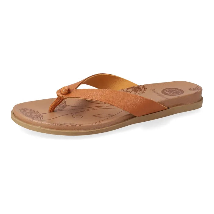 Tan toe-thong sandal.