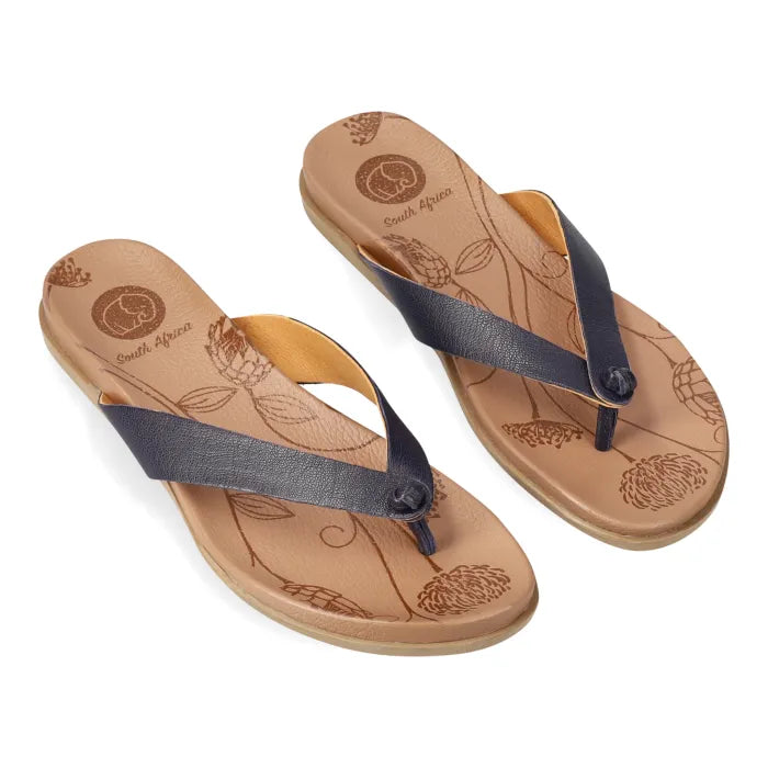 Pink toe-thong sandal.