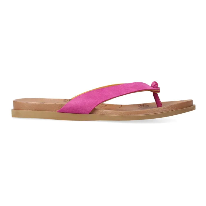 Pink toe-thong sandal.