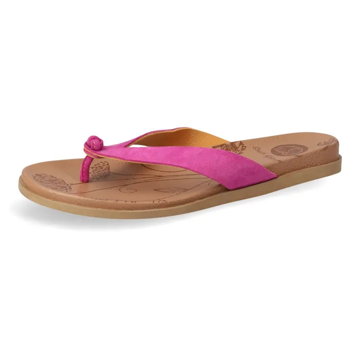 Pink toe-thong sandal.