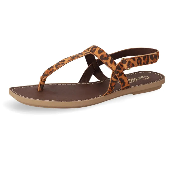 A single spotted print sandals with 'Tsonga' branding on a white background