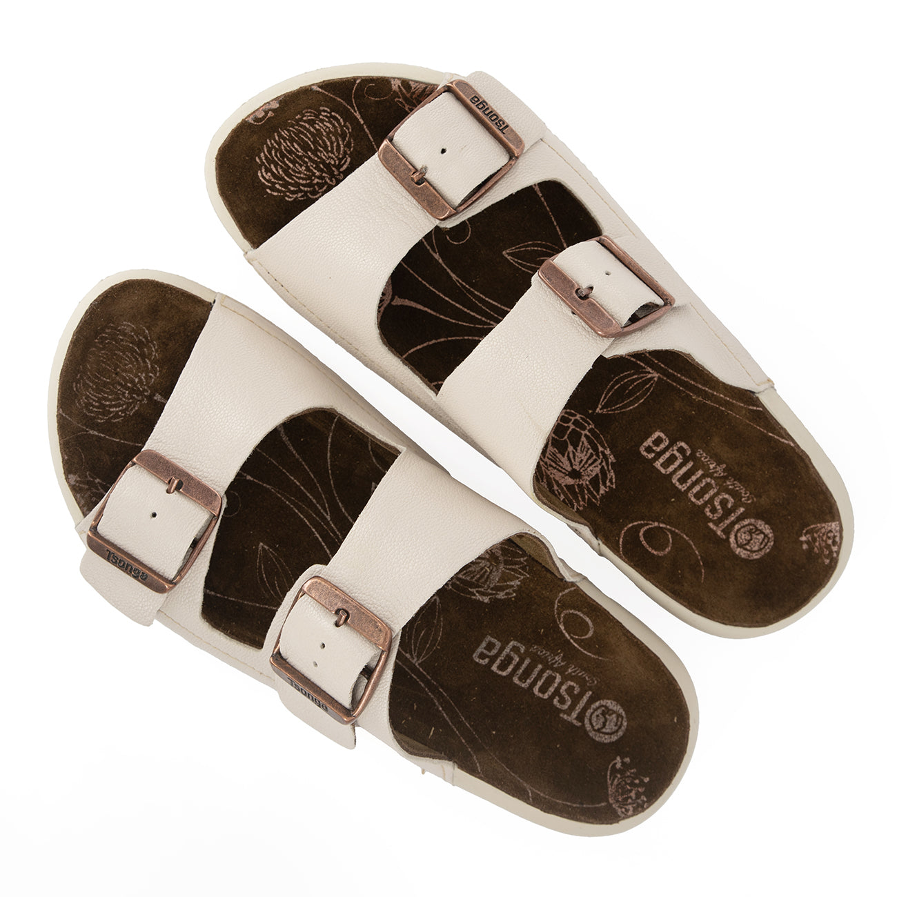 Masego : Ladies Leather Sandal in Cream
