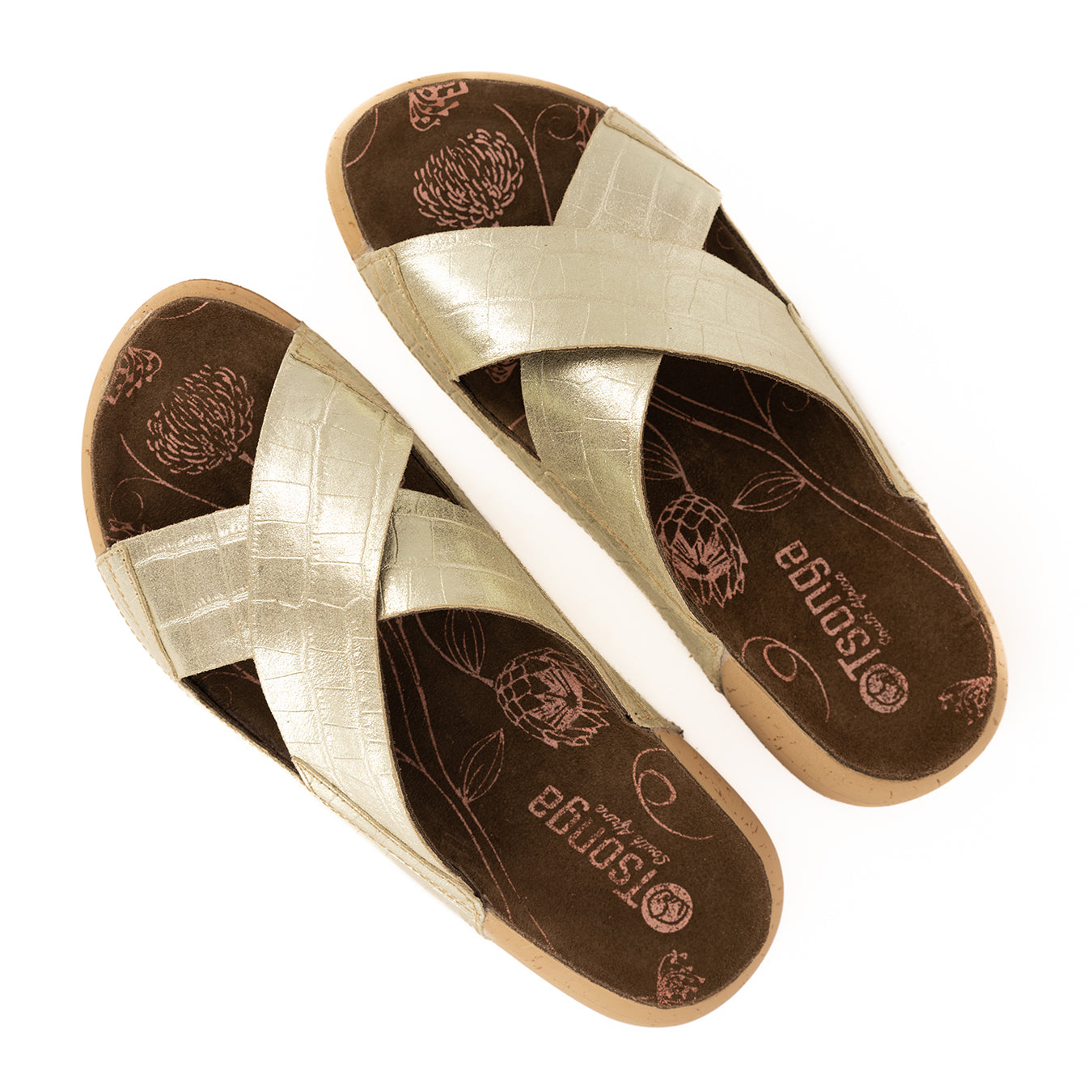 Monifa : Ladies Leather Sandal in Gold