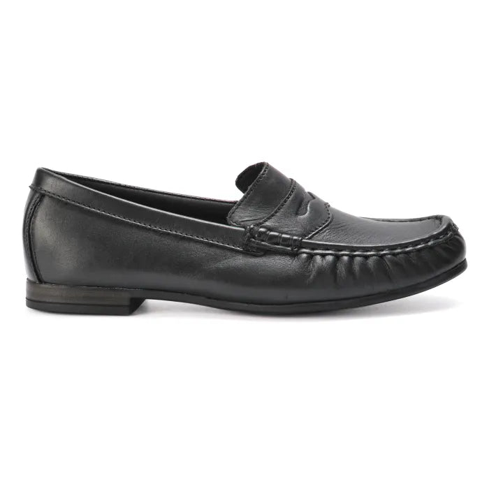Black loafer shoe on a white background