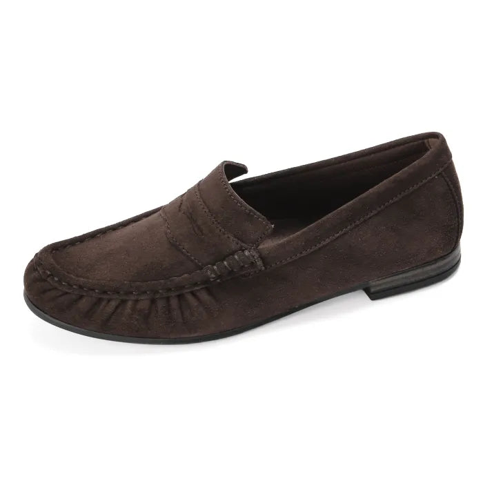 Brown loafer shoe on a white background