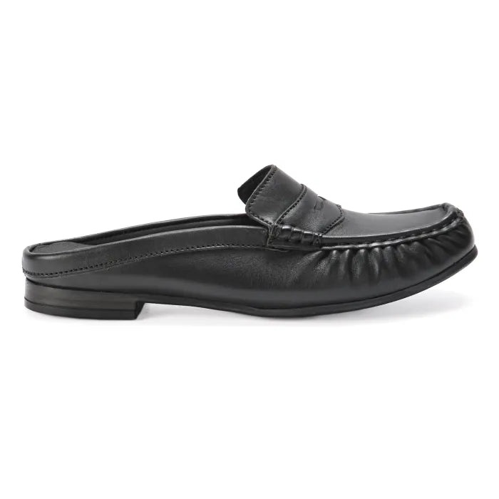 Black loafer shoe on a white background