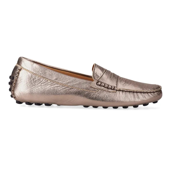 Metallic loafer shoe on a white background