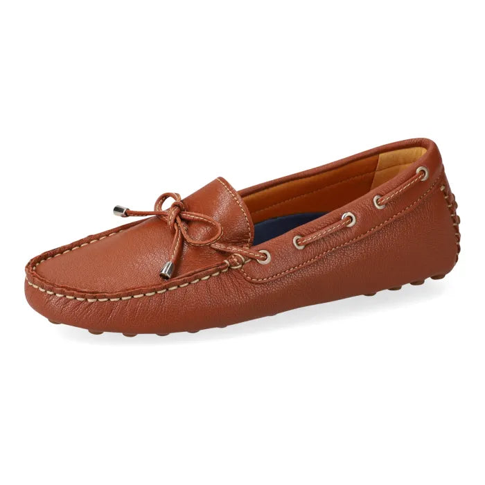 Brown leather loafer shoe on a white background