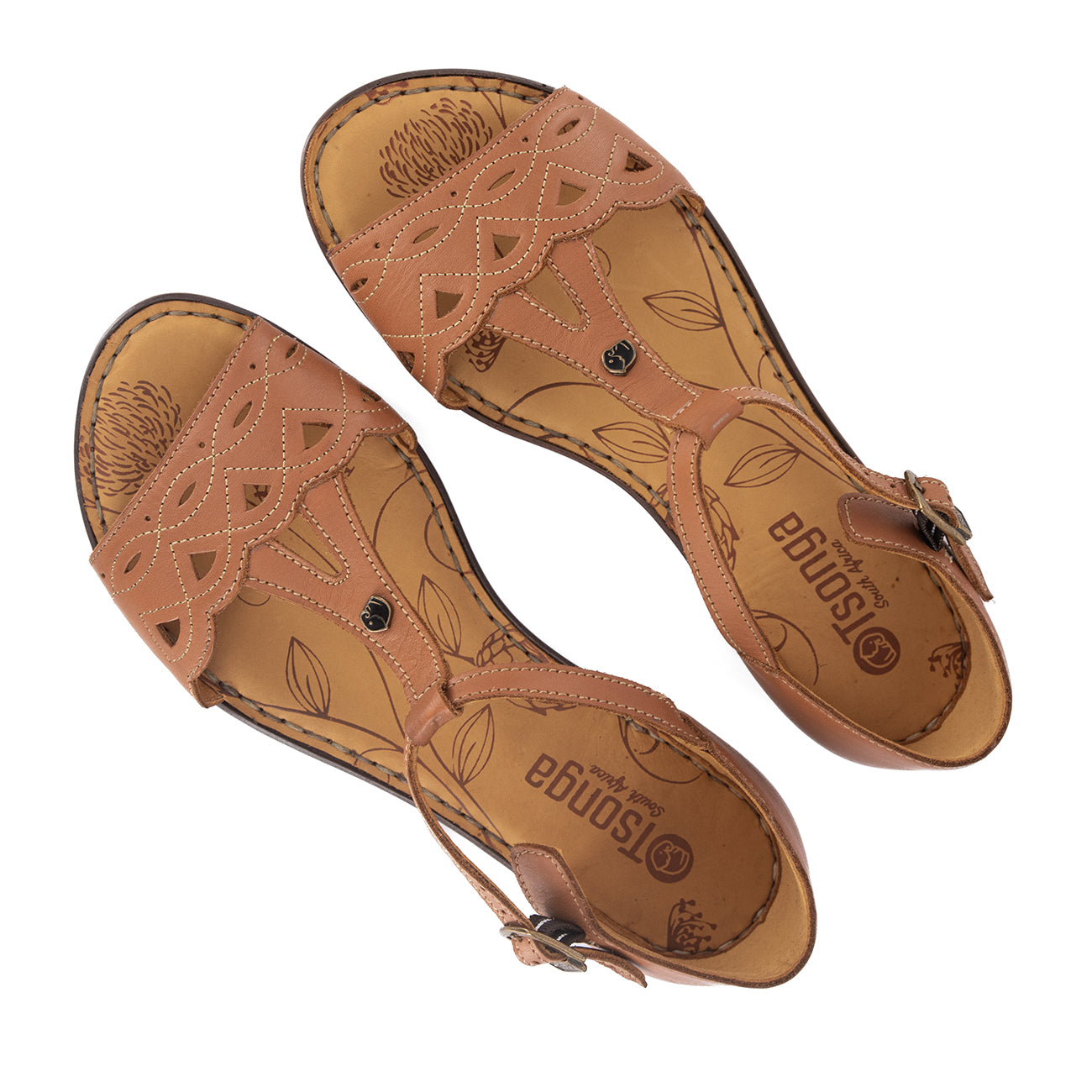 Venge : Ladies Leather Sandal in Hazel Relaxa (choc sole)