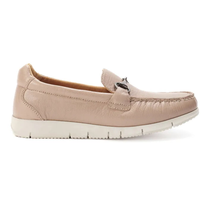Beige loafer shoe on a white background