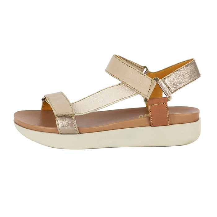 Beige and brown sandal on a white background