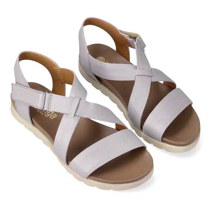 Mawisa : Ladies Leather Sandal in Grey Mist