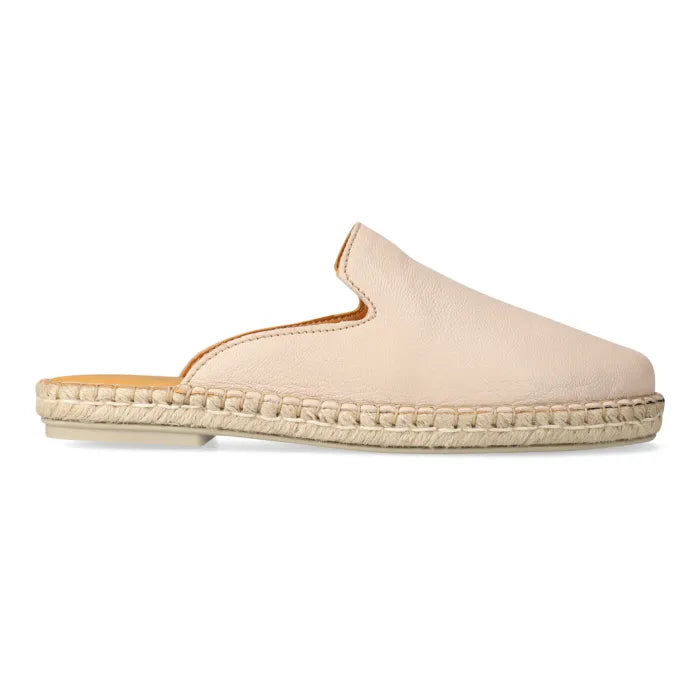Beige espadrille mule on a white background