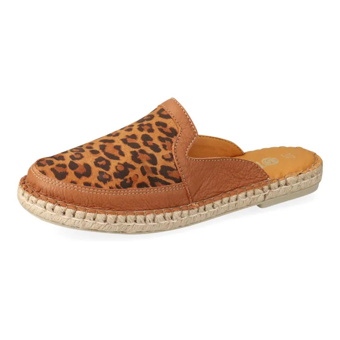 Spotted print espadrille sandal on a white background