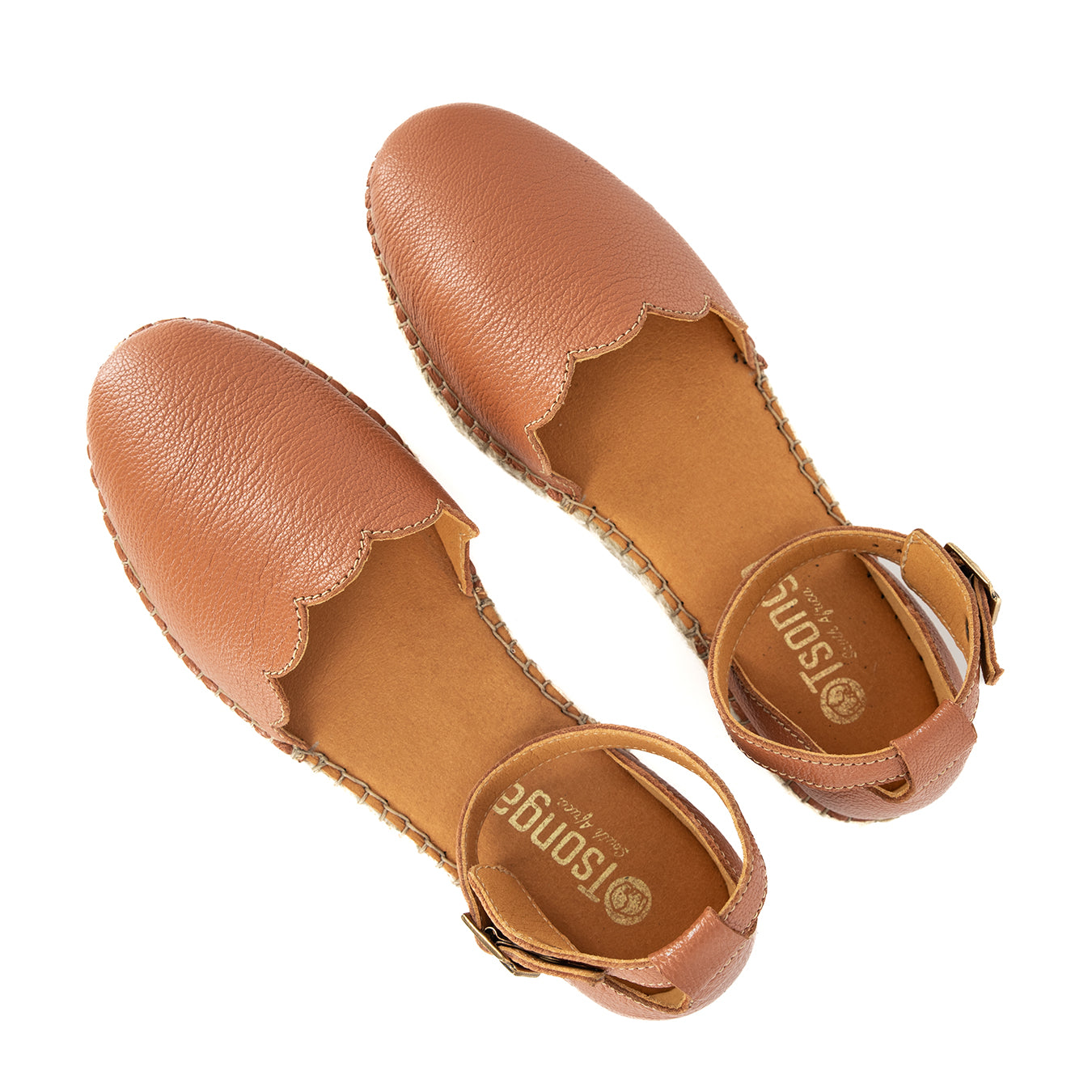 Kwamoka : Ladies Leather Espadrille Shoe in Oak