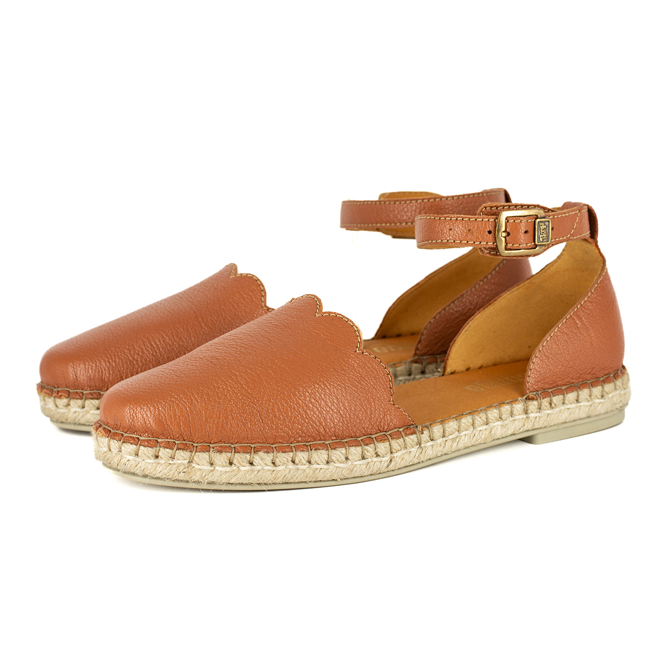Kwamoka : Ladies Leather Espadrille Shoe in Oak