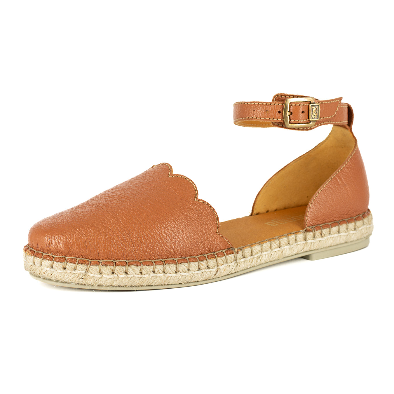 Kwamoka : Ladies Leather Espadrille Shoe in Oak