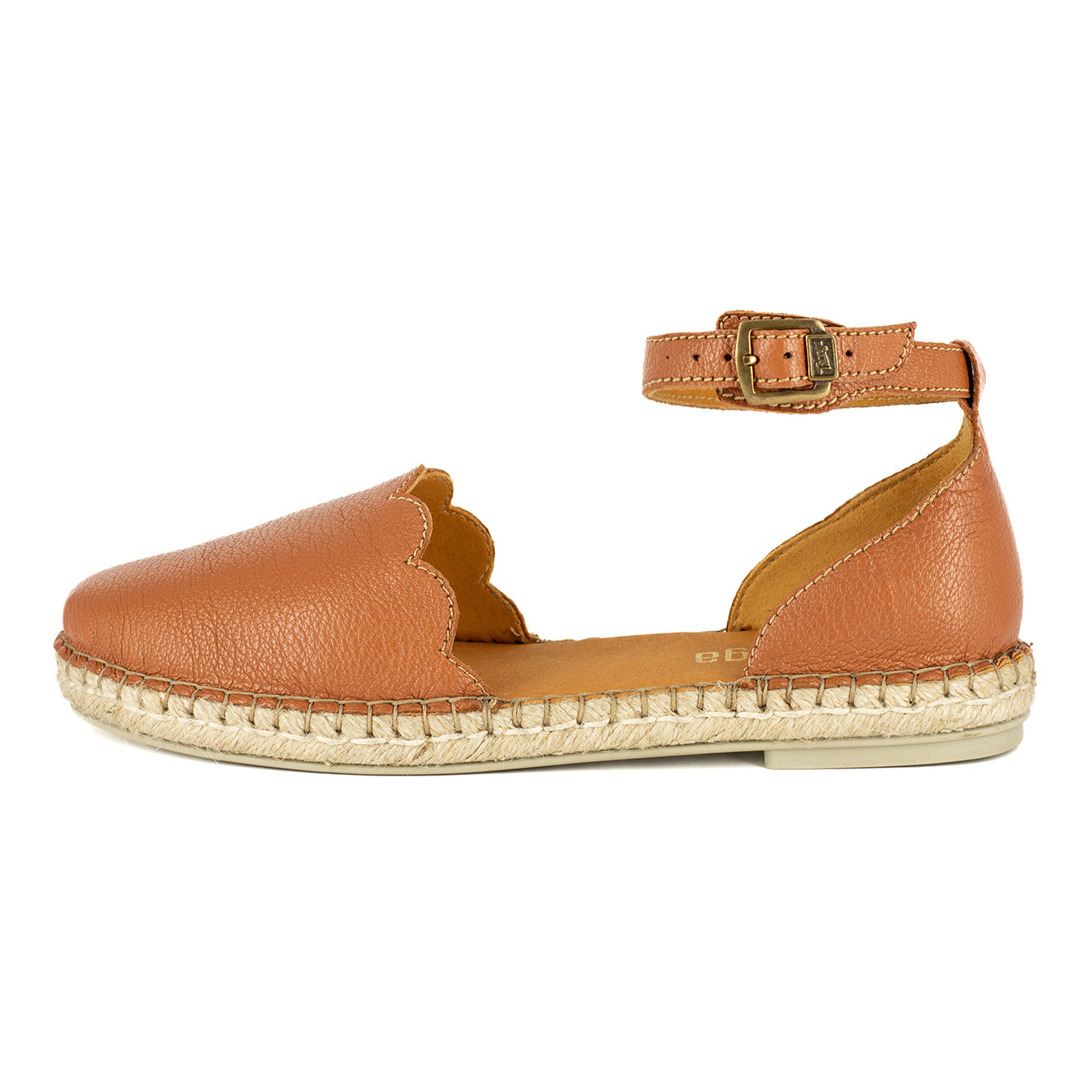 Kwamoka : Ladies Leather Espadrille Shoe in Oak