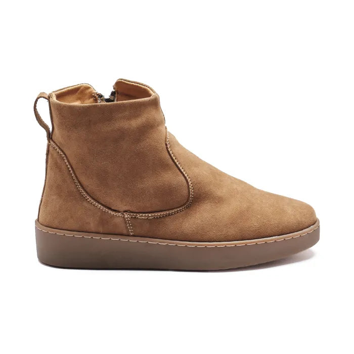 Samburu : Ladies Leather Wool-Lined Ankle Boot in Donkey