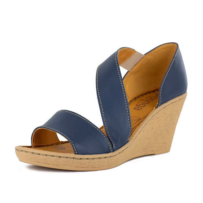 Blue wedge sandal on a white background