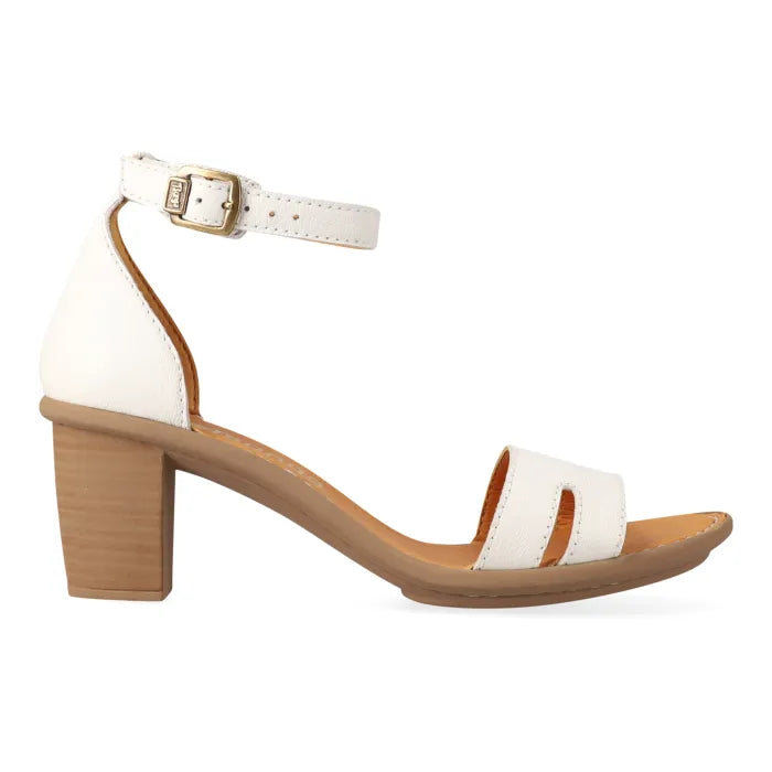 Ghardaia : Ladies High-Heeled Leather Sandal in White