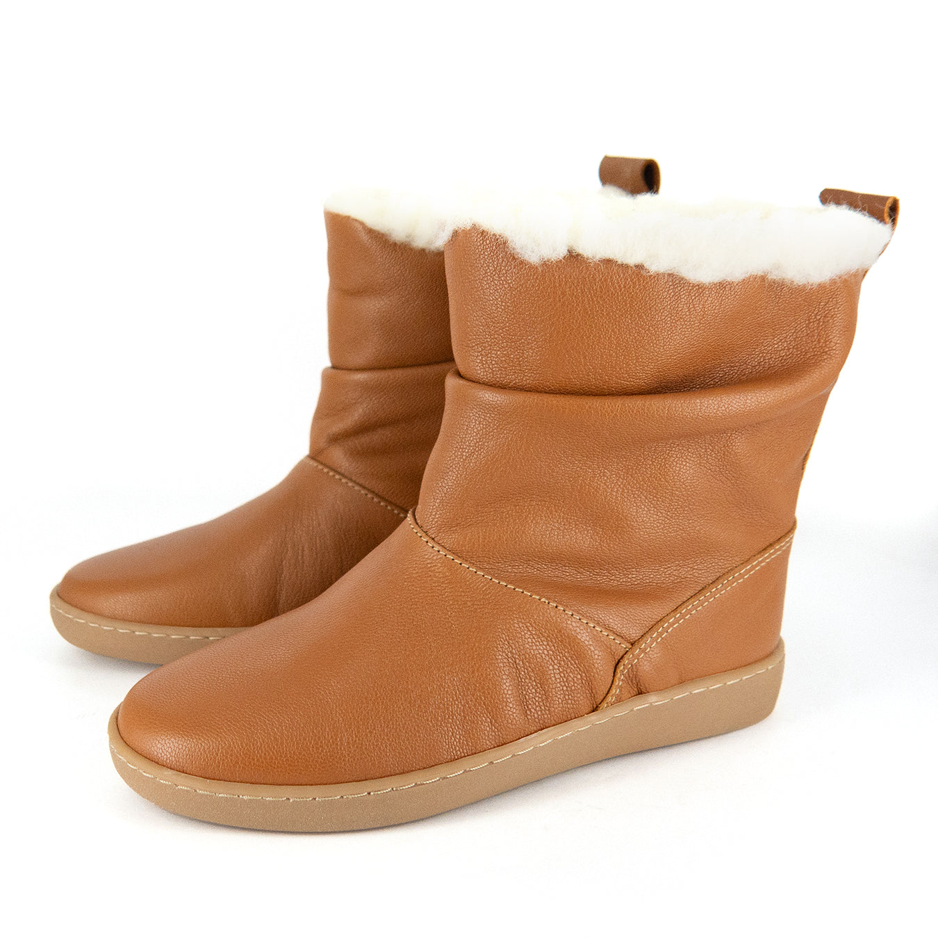 Iholide : Ladies 100% Wool-Lined Leather Short Boot in Oak