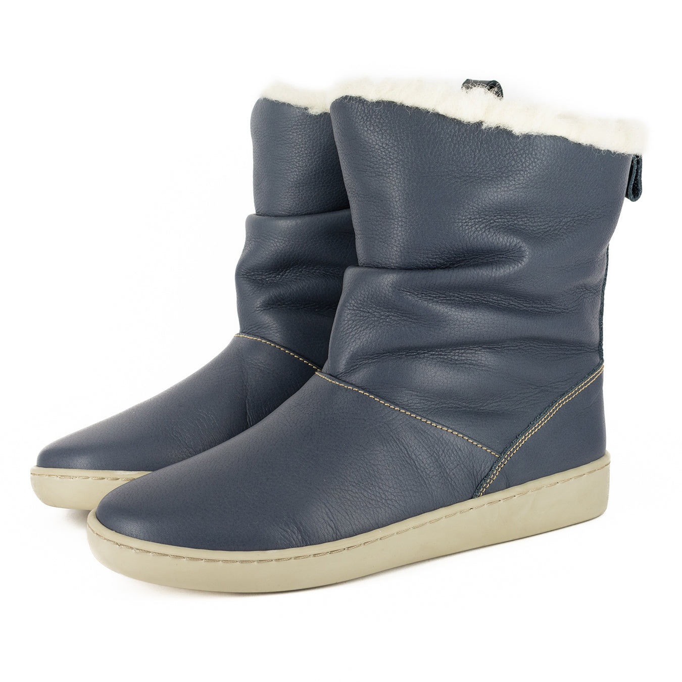 Iholide : Ladies 100% Wool-Lined Leather Short Boot in Denim