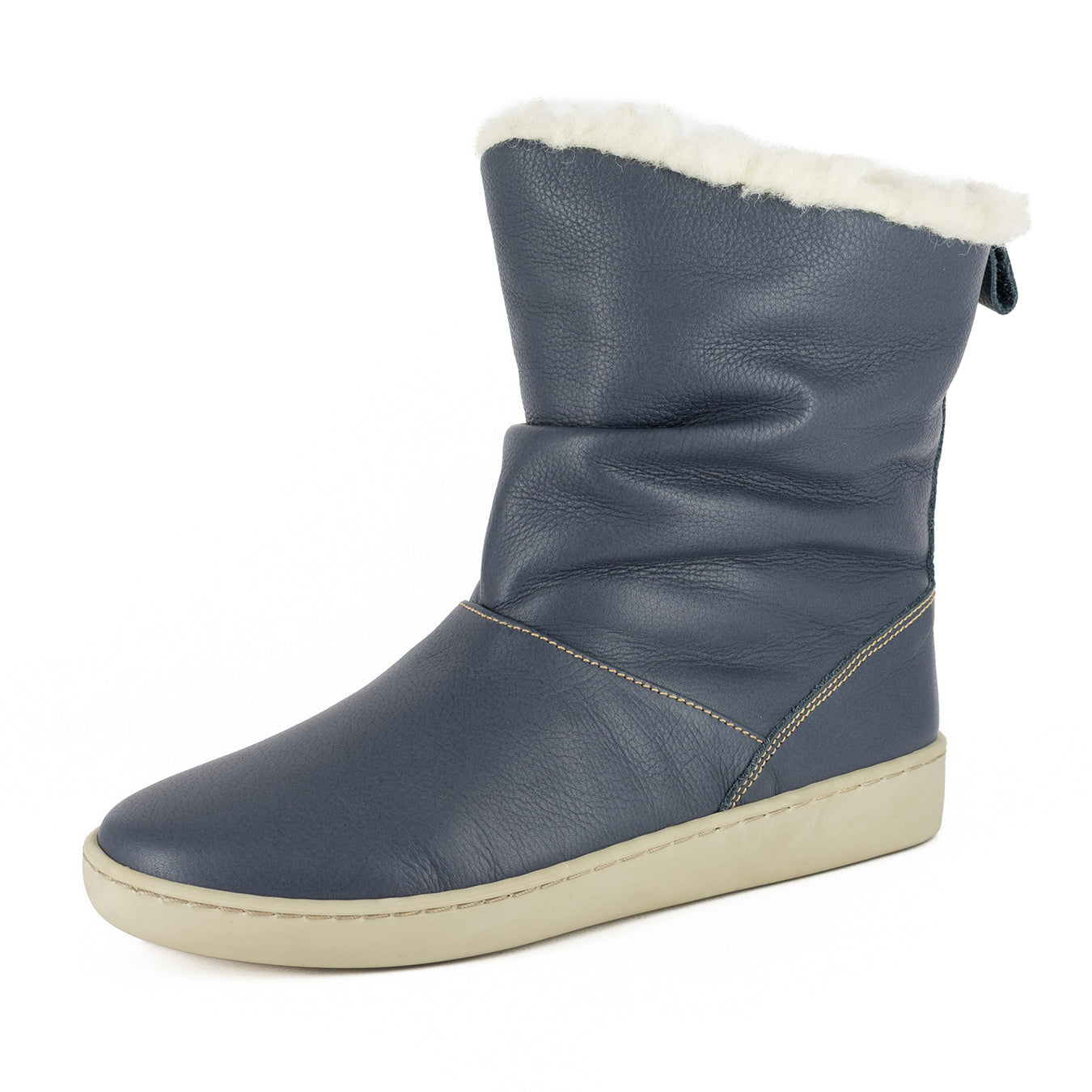 Iholide : Ladies 100% Wool-Lined Leather Short Boot in Denim