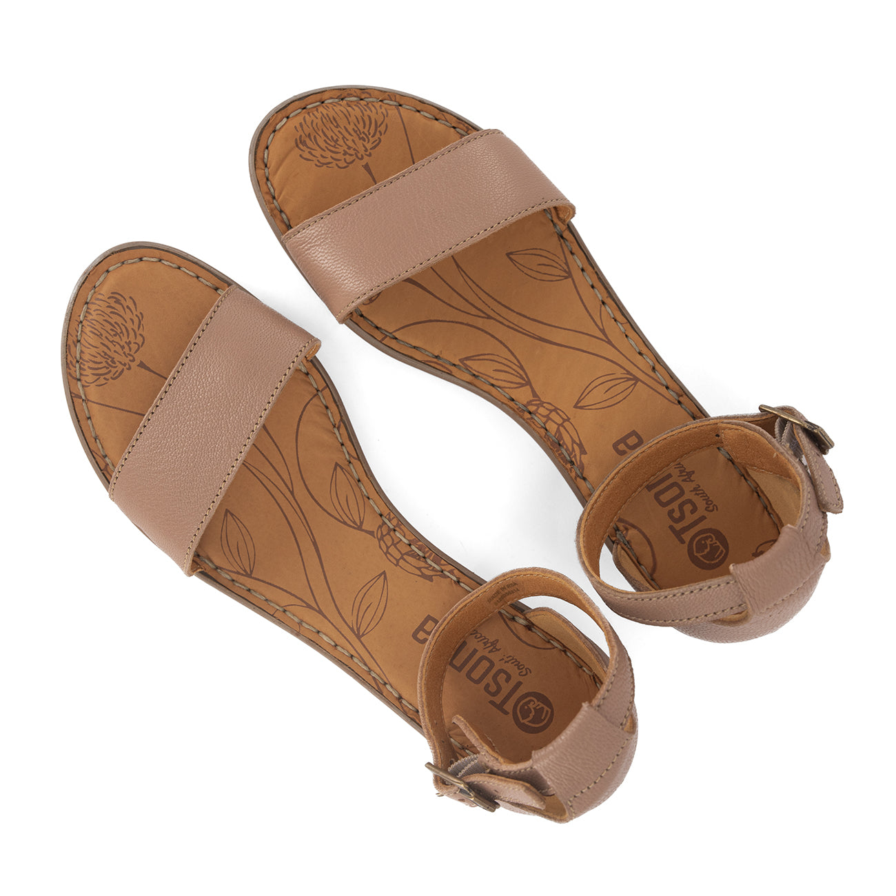 Beira : Ladies Leather Sandal in Timber