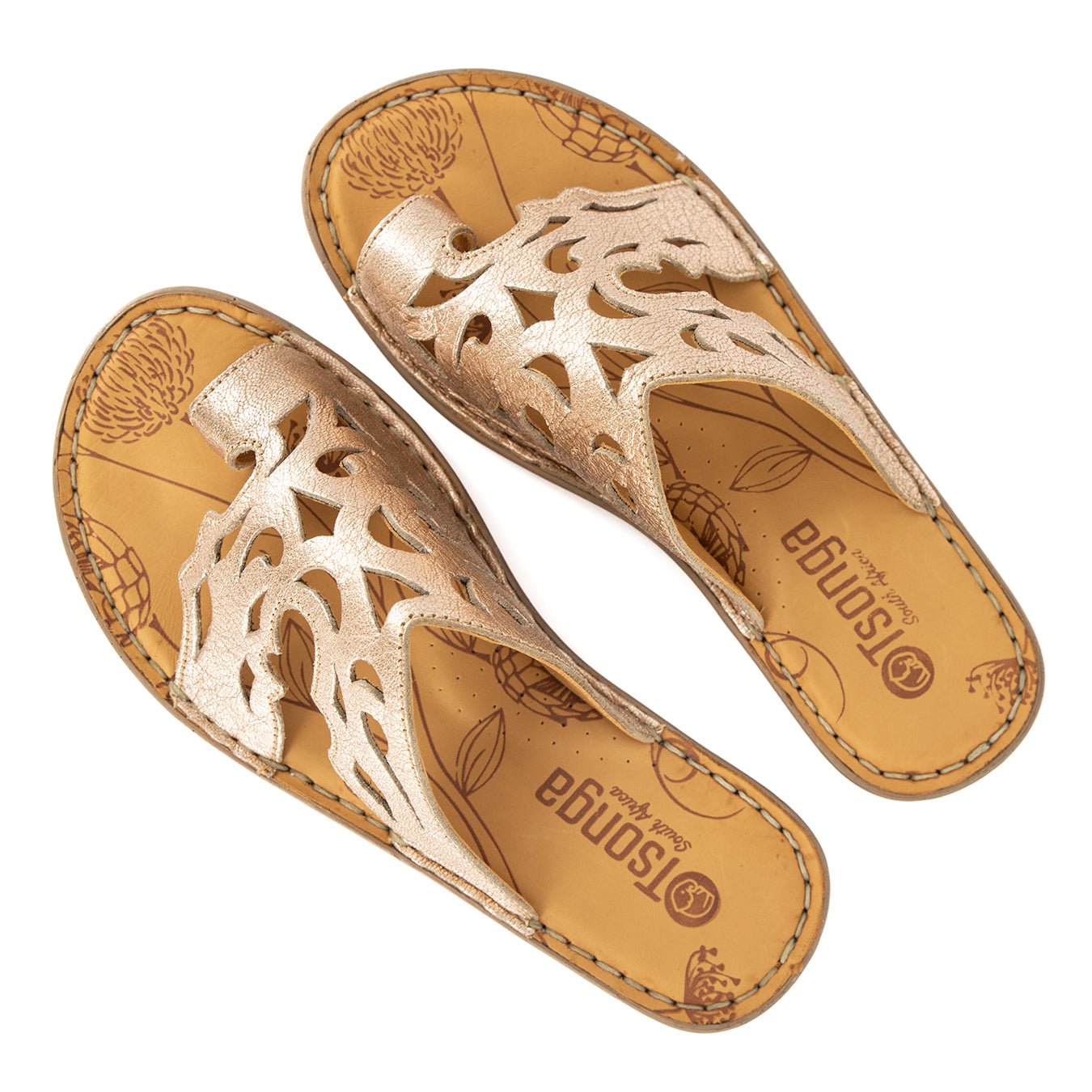 Isivinia : Ladies Leather Sandal in Gold