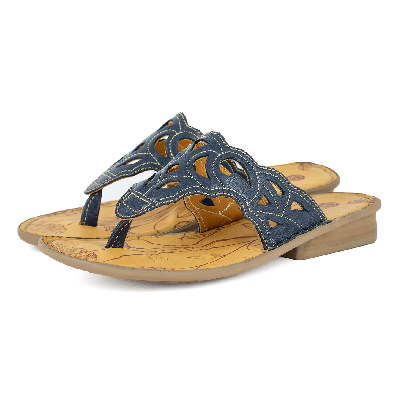 Gankla : Ladies Leather Sandal In Denim Cayak – Tsonga International