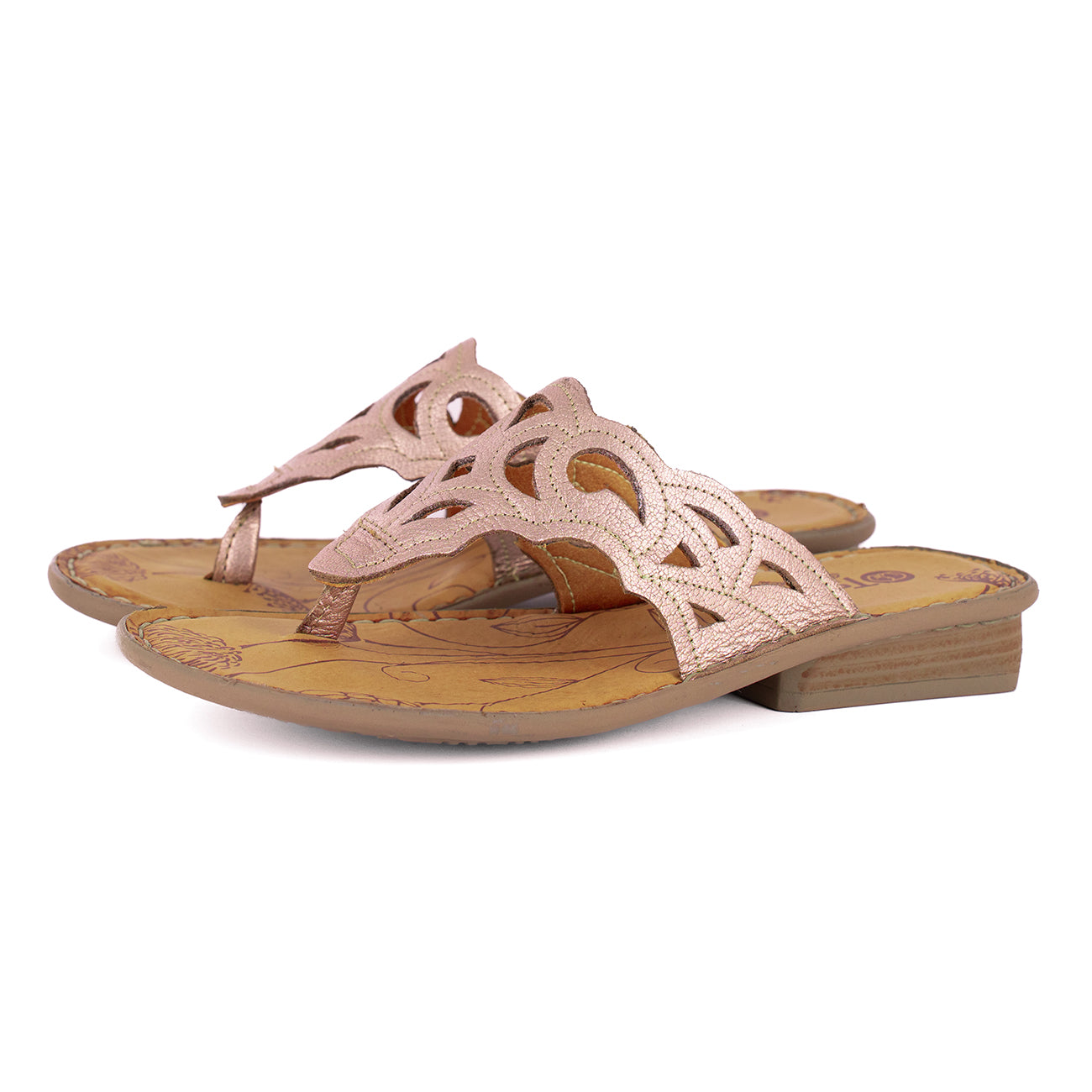 Gankla : Ladies Leather Sandal in Rose Gold