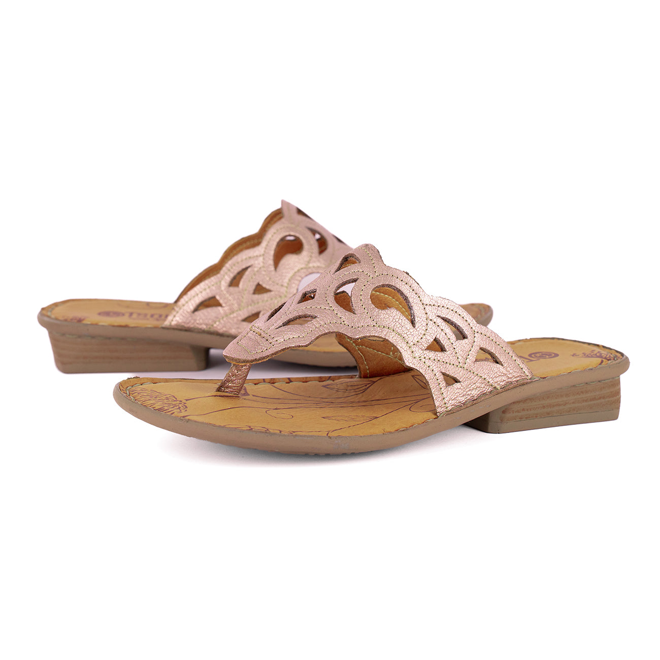Gankla : Ladies Leather Sandal in Rose Gold