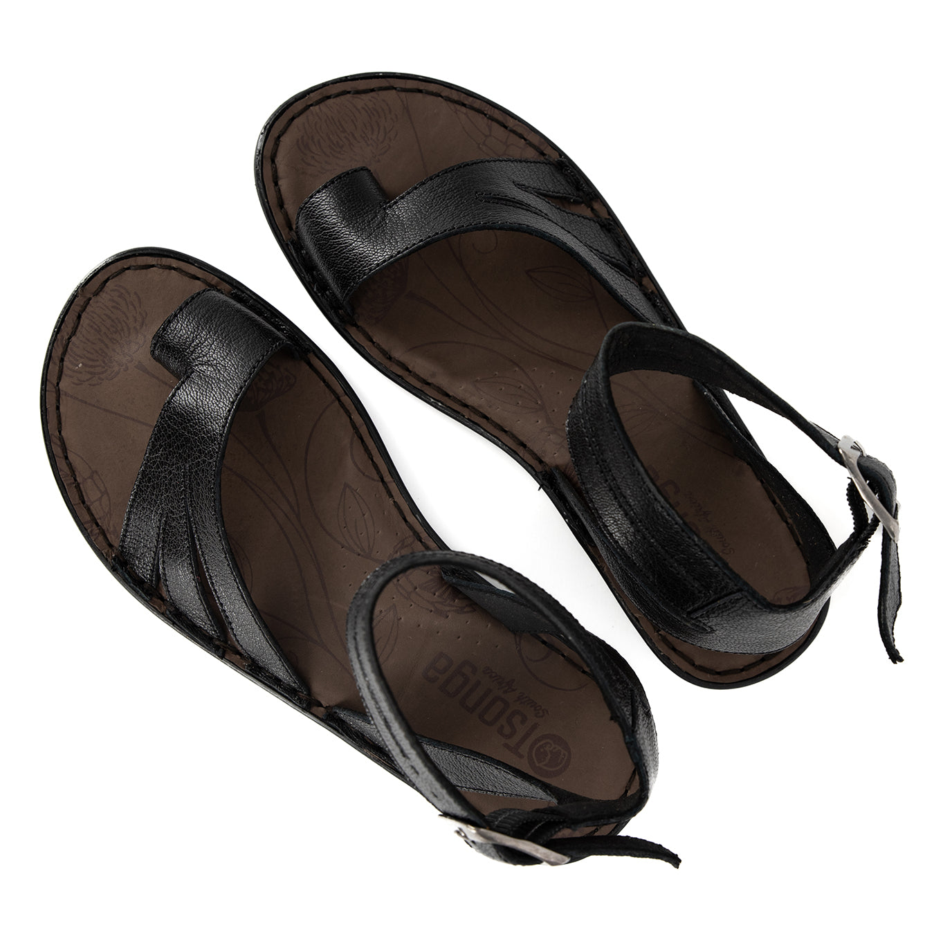 Hamisi : Ladies Leather Sandal in Black