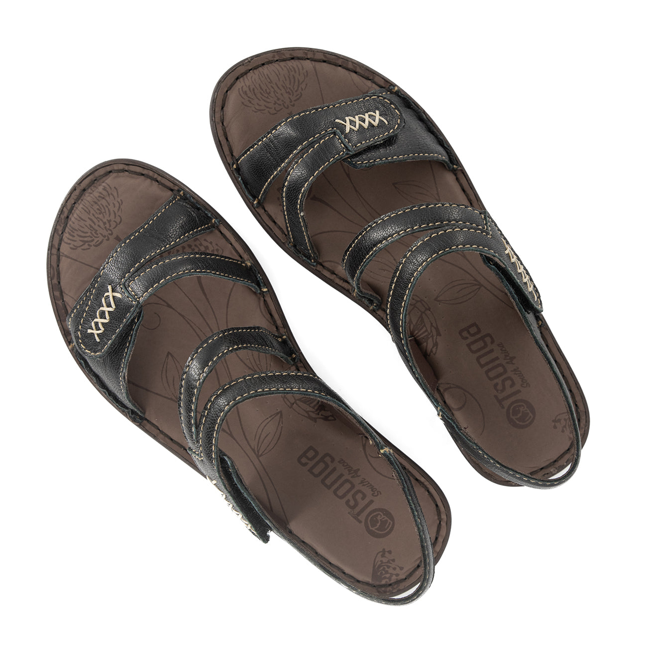 Omaruru : Ladies Leather Sandal in Black