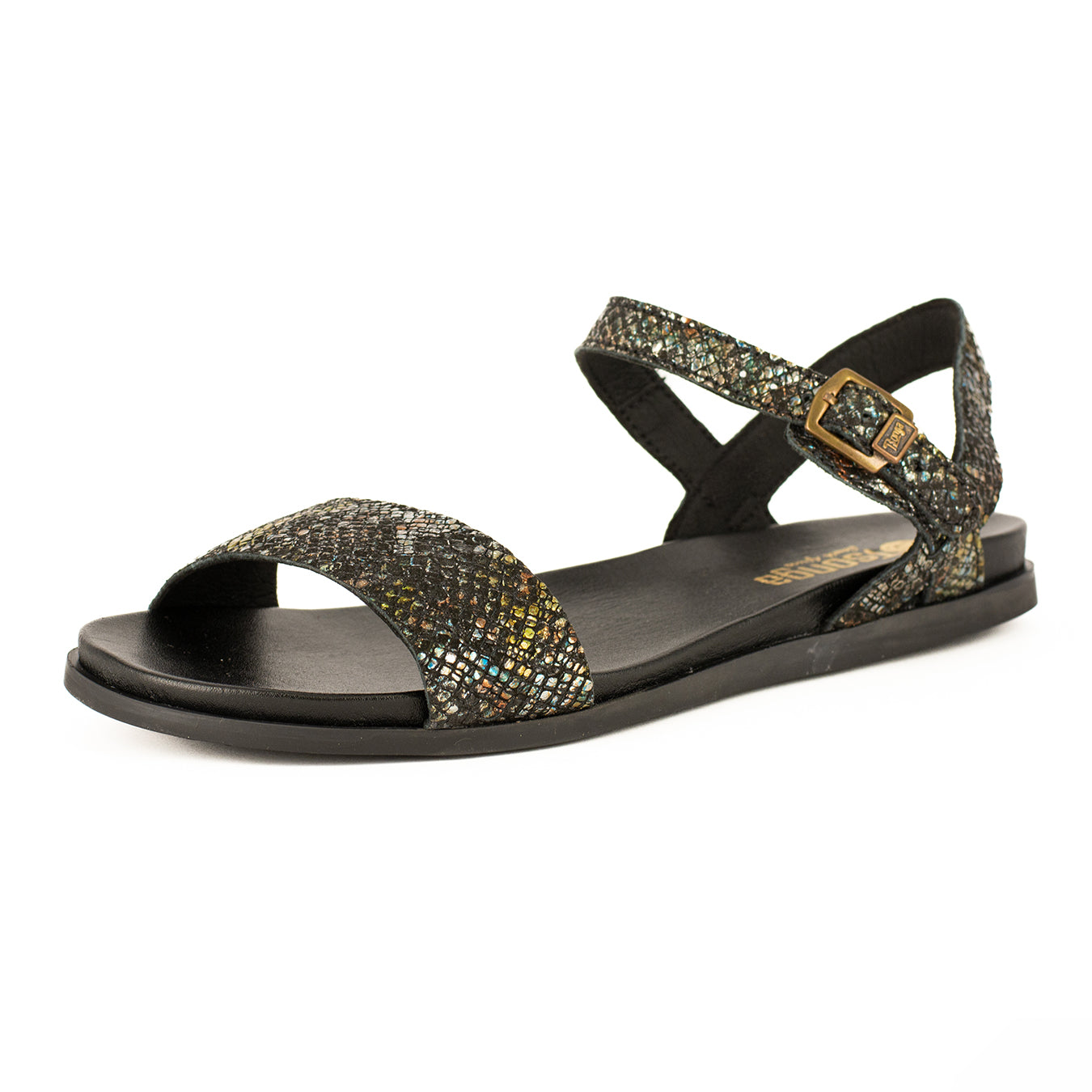 Ntweza : Ladies Leather Sandal in Black Batik
