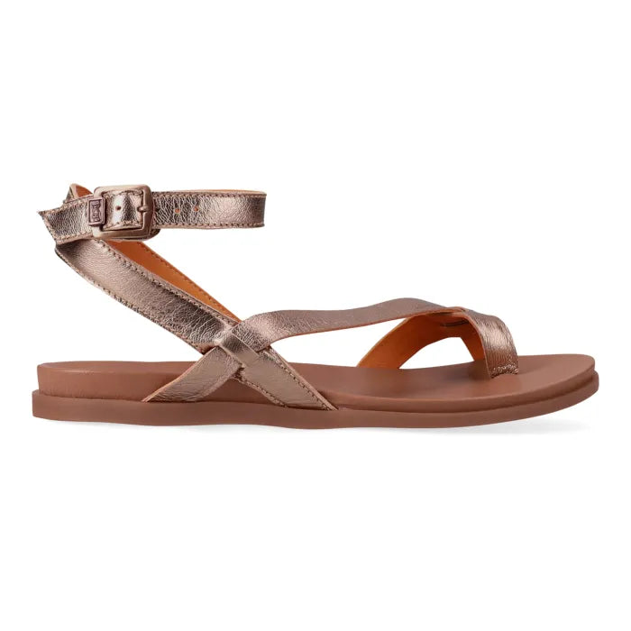 Bronze sandal with a strap on a white background