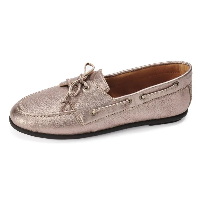 Metallic loafer shoe on a white background