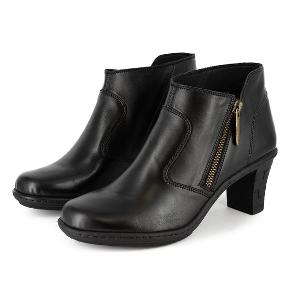 Zavala : Ladies Leather High-Heel Boot in Black Relaxa