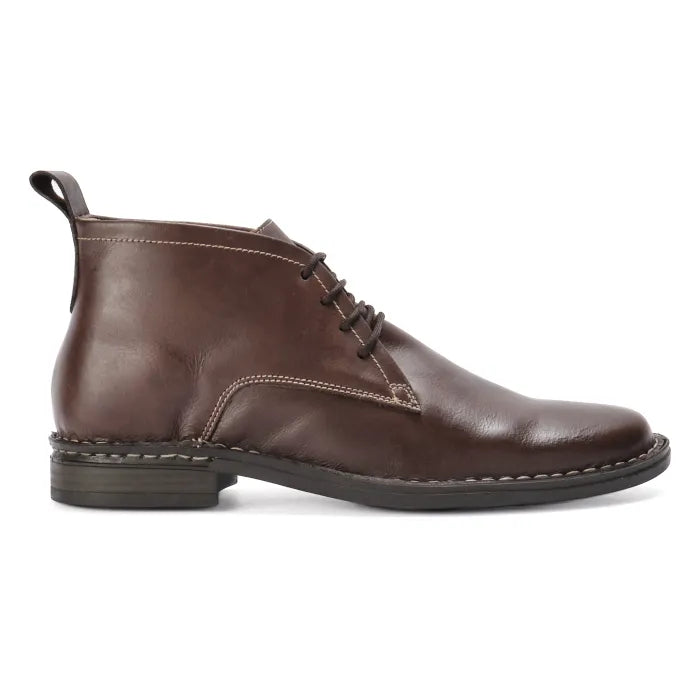 Brown leather shoe on a white background