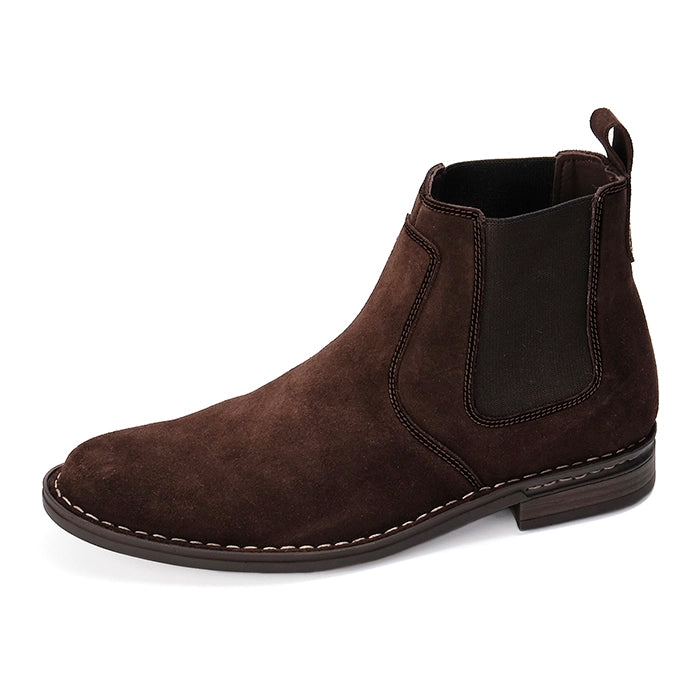 Brown suede Chelsea boot on a white background