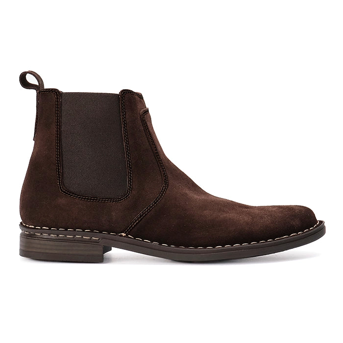 Brown suede Chelsea boot on a white background