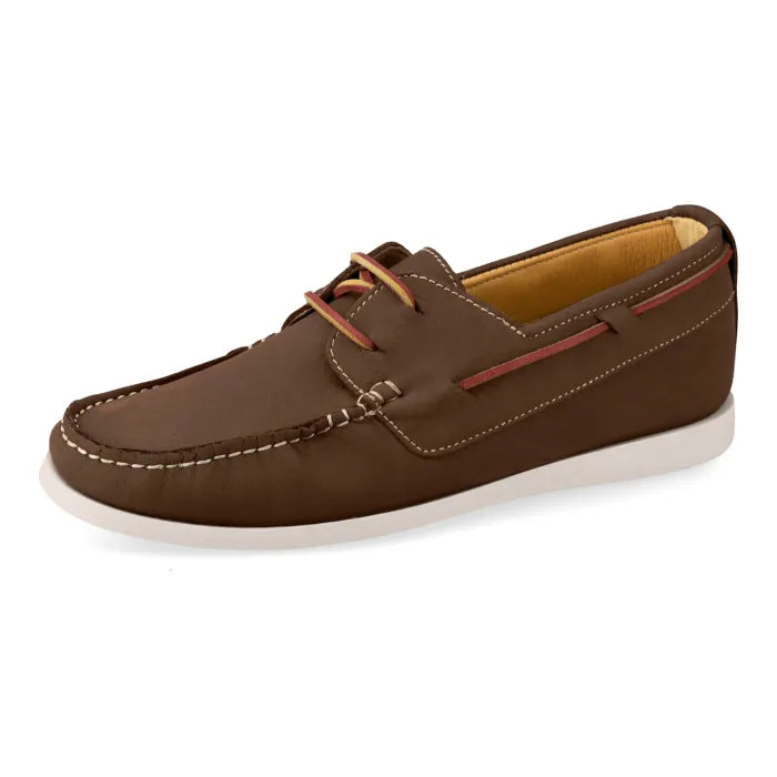 Brown boat shoe on a white background