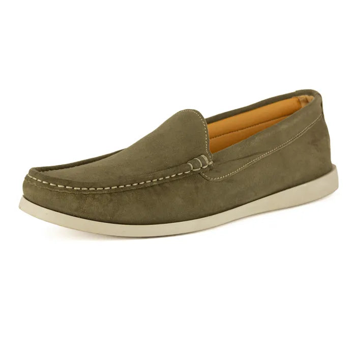 Green loafer shoe on a white background