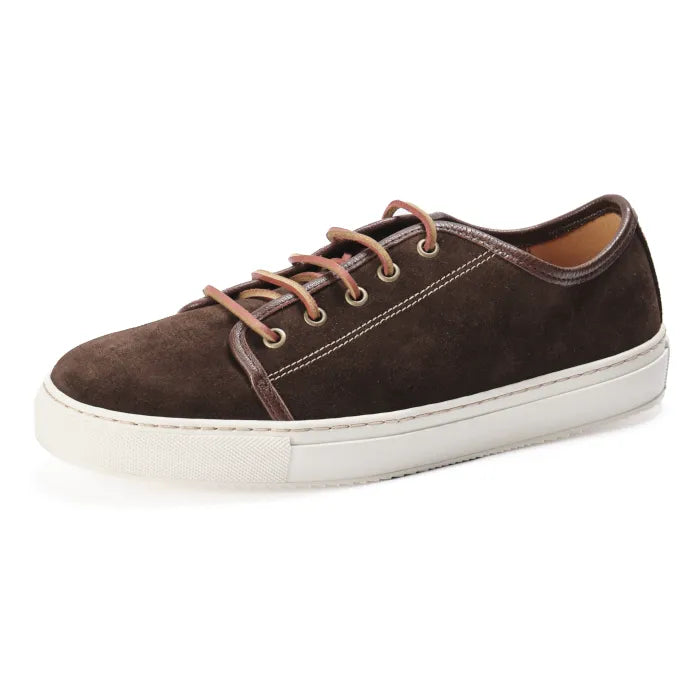 Brown leather sneaker on a white background