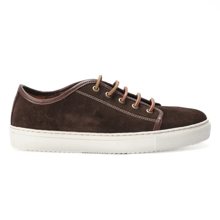 Brown leather sneaker on a white background