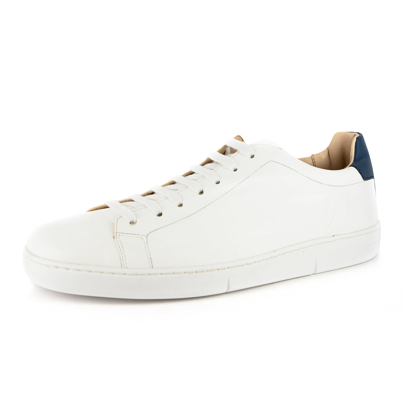 Mahari : Men's Leather Sneaker in White Cayak