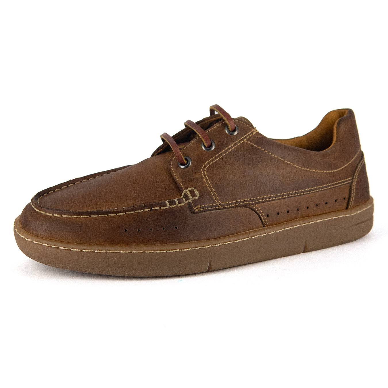 Bukekayo : Men's Leather Boat Shoe in Tan Castrol